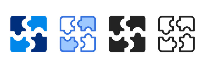 Naklejka premium Puzzle Icon Set Multiple Style Vector Illustration 