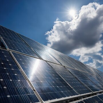 High-efficiency solar panel array mounted on a rooftop, absorbing solar energy.