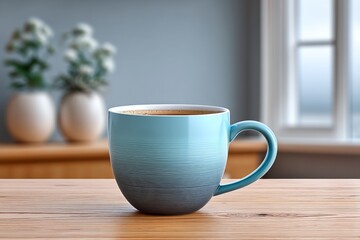 Fototapeta premium A blurry, pixelated photo printed on a mug with uneven alignment