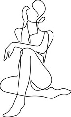 Woman Silhouette Continuous One Line Art Vector Illustration. Female Figure One Line Art Drawing for Print, Wall Art, Home Decoration, Social Media.