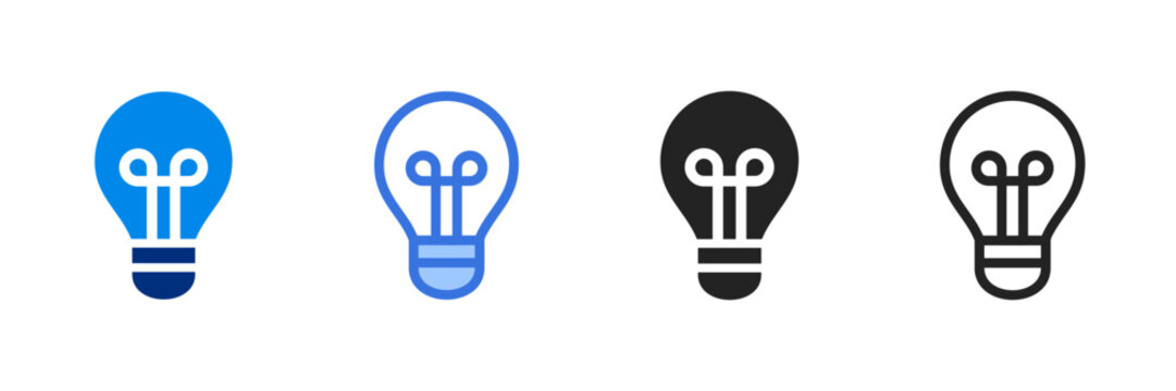 Light Blub  Icon Set Multiple Style Vector Illustration 