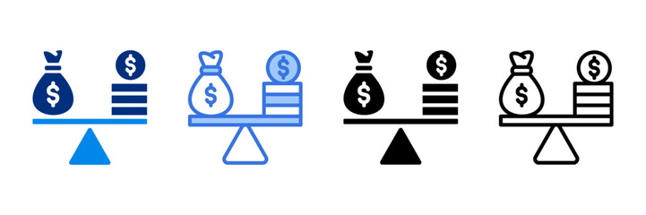 Balance  Icon Set Multiple Style Vector Illustration 