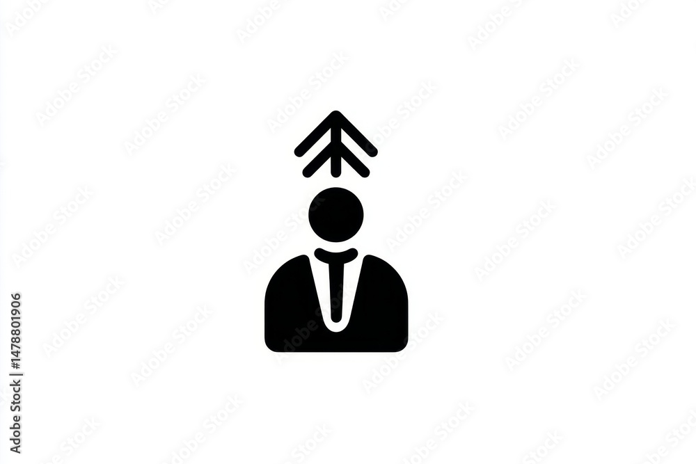 Aufkleber a simple abstract shape forming an upright arrow rising from a person icon