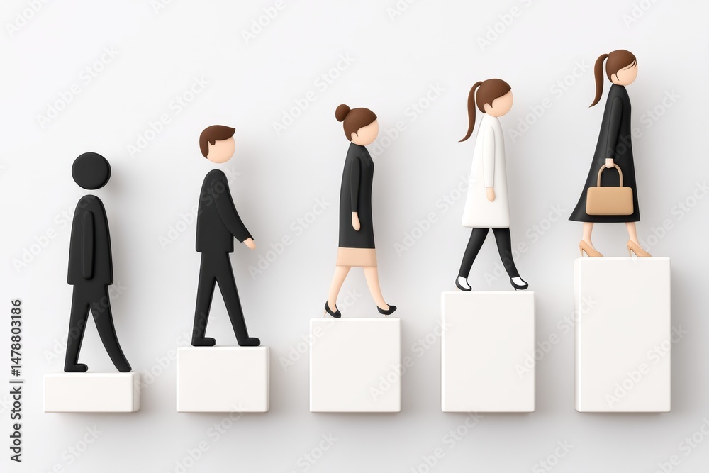 Poster minimalist representation of growth during internship with a rising bar chart and silhouette