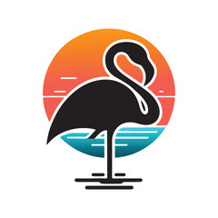 flamingo vector silhouette clip art logo design illustration