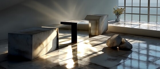 Modern Interior with Geometric Shapes