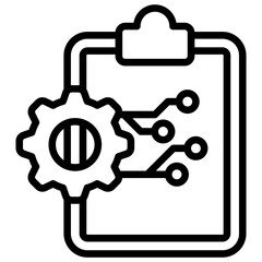 Fototapeta premium Automation - clipboard with gear and circuit, symbolizing planning in tech, automation, and digital strategy