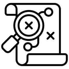 Route Analysis - Scroll and magnifier over a map with marks, symbolizing strategic path evaluation