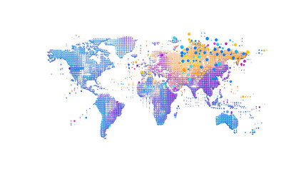 Fototapeta premium digital world map with financial graph on white background