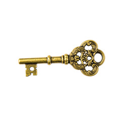 Antique brass key with intricate floral design, symbolizing mystery and security. This vintage key is perfect for decorative purposes or as unique gift