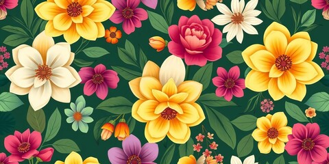 Elegant floral seamless pattern in vector format, ideal for various design applications, vintage, art