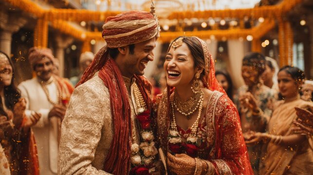 Joyful Indian Wedding Celebration With Dancing Couple is a commercial-quality stock image concept ideal for digital marketing, creative design, educational content, and modern visual storytelling.