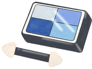 Blue palette eyeshadow with make up brushes no background png