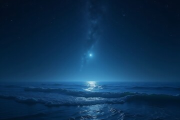 Ocean night sky milky way stars seascape moonlight waves water horizon blue dark nature scenic view calm 100 