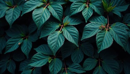 Fototapeta premium Mesmerizing dark foliage, captivating leaf design, intricate details, flora, abstract, texture