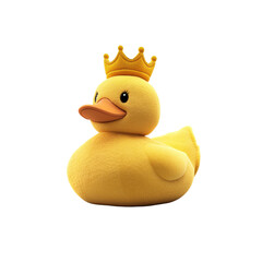 Adorable Yellow Rubber Duck Wearing a Golden Crown - 3D Render