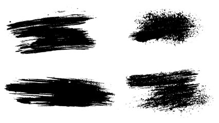 Set of paint brush strokes. Hand draw vector design elements. Isolated grunge brush smears black on white. Painted texture backgrounds. Vector black paint