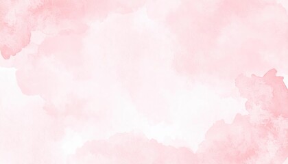 Obraz premium A soft pink watercolor background featuring fluffy white clouds gently blending into the hues, creating a dreamy and serene atmosphere.