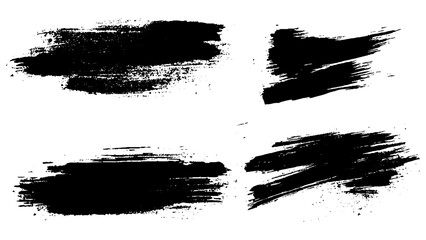 Collection of four grunge paint brush. 