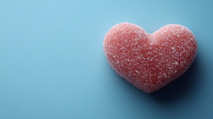 Fototapeta premium Sweetheart Candy: A close-up studio shot features a vibrant, textured candy heart, perfect for evoking feelings of love and affection. The candy's form is a delightful visual metaphor.
