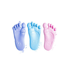 Three Pastel Baby Footprints Gender Reveal or Announcement Concept