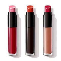 Obraz premium Illustrations of cosmetic products and teenage models in various makeup scenarios, isolated on white background for commercial beauty and skincare concepts.