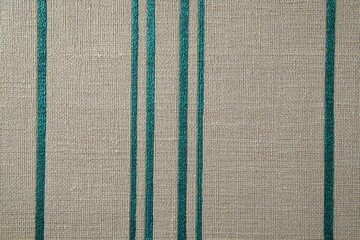 Fototapeta premium Close up view of textured fabric with teal stripes.