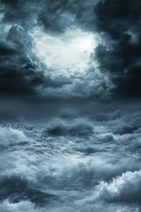 Obraz premium Dramatic seascape with stormy waves and ominous clouds creating a powerful scene of nature's fury and raw beauty