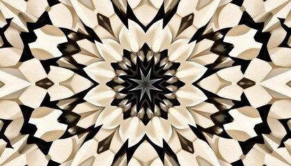 Hypnotic Symmetry: A Kaleidoscopic Arrangement of Geometric Ivory and Ebony Elements, Creating a Mesmerizing Optical Illusion