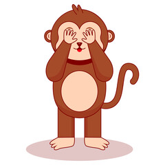 Fototapeta premium Cute Baby Monkey Mascot Character. Vector Illustration in Cartoon Concept.