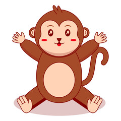 Cute Baby Monkey Mascot Character. Vector Illustration in Cartoon Concept.