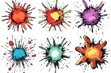 Colorful ink splatter designs