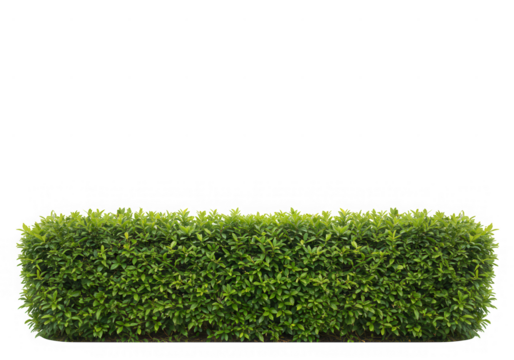 Green hedge bush foliage garden element isolated on transparent background