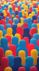 Obraz premium Colorful abstract crowd of people silhouettes symbolizing diversity, community, social connection, and inclusion with vibrant lighting and festive visual atmosphere