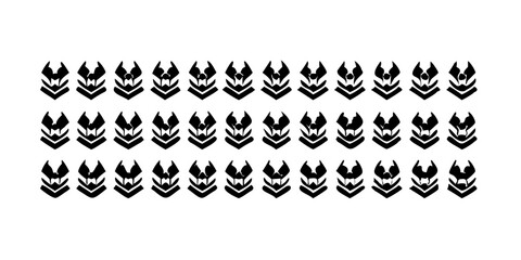 Grid of alternating military chevrons in black silhouette