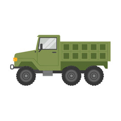 Fototapeta premium Military transport truck with green container body
