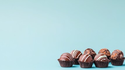 Visually striking product photography, commercial poster of a gourmet chocolate truffle assortment in elegant packaging,