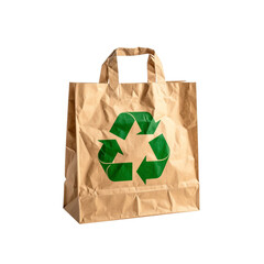 brown paper bag with green recycling symbol, representing eco friendly practices and sustainability. This emphasizes importance of recycling and reducing waste