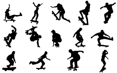 people skateboard silhouette design hand drawn element