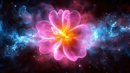 Cosmic Bloom Nebula Flower Space Art Galaxy
