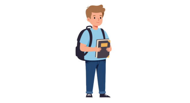 Illustration of a student with backpack