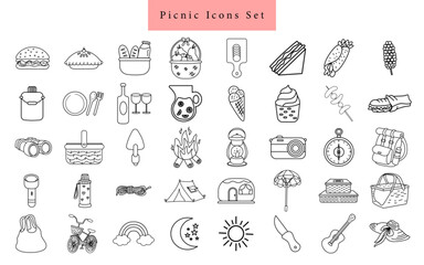 Picnic Icon set with hand drawn style