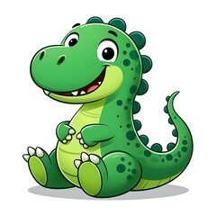 Fototapeta premium Cute baby dinosaur cartoon illustration on white background