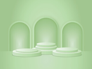 Light Green Circle Pedestal Podium EPS Vector
