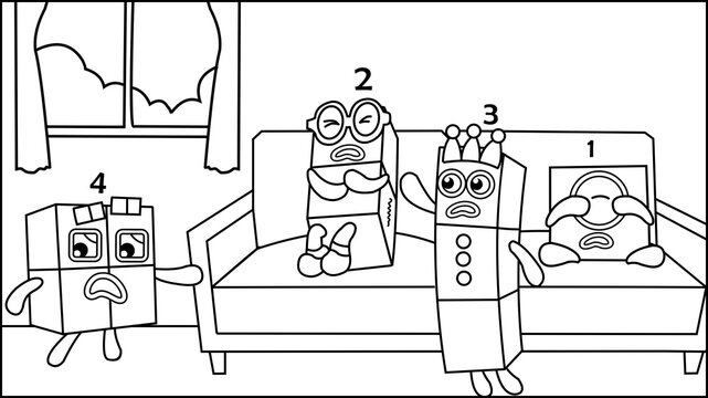 coloring book for kids number blocks icon shaped vector illustration 60 
