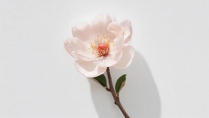 A peach blossom, with a white background, bright and high-definition, realistic.