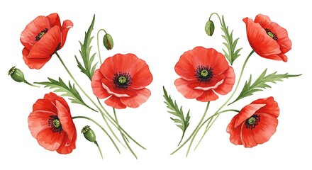 Crimson Poppies: A Watercolor Symphony