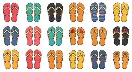 Flip-Flop Fiesta: A Vibrant Collection of Hand-Drawn Summer Sandals