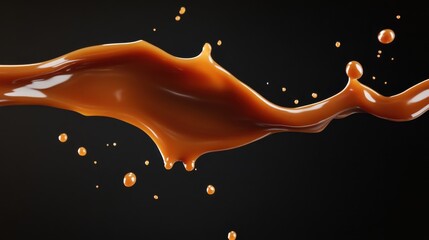 Caramel Splash High Speed Photography on Dark Background Liquid Flowing Motion Abstract Food Dessert Ingredient