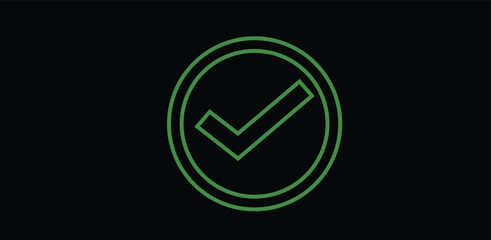 approved icon vector illustration of a neon sign check mark digital art  isolated on black background